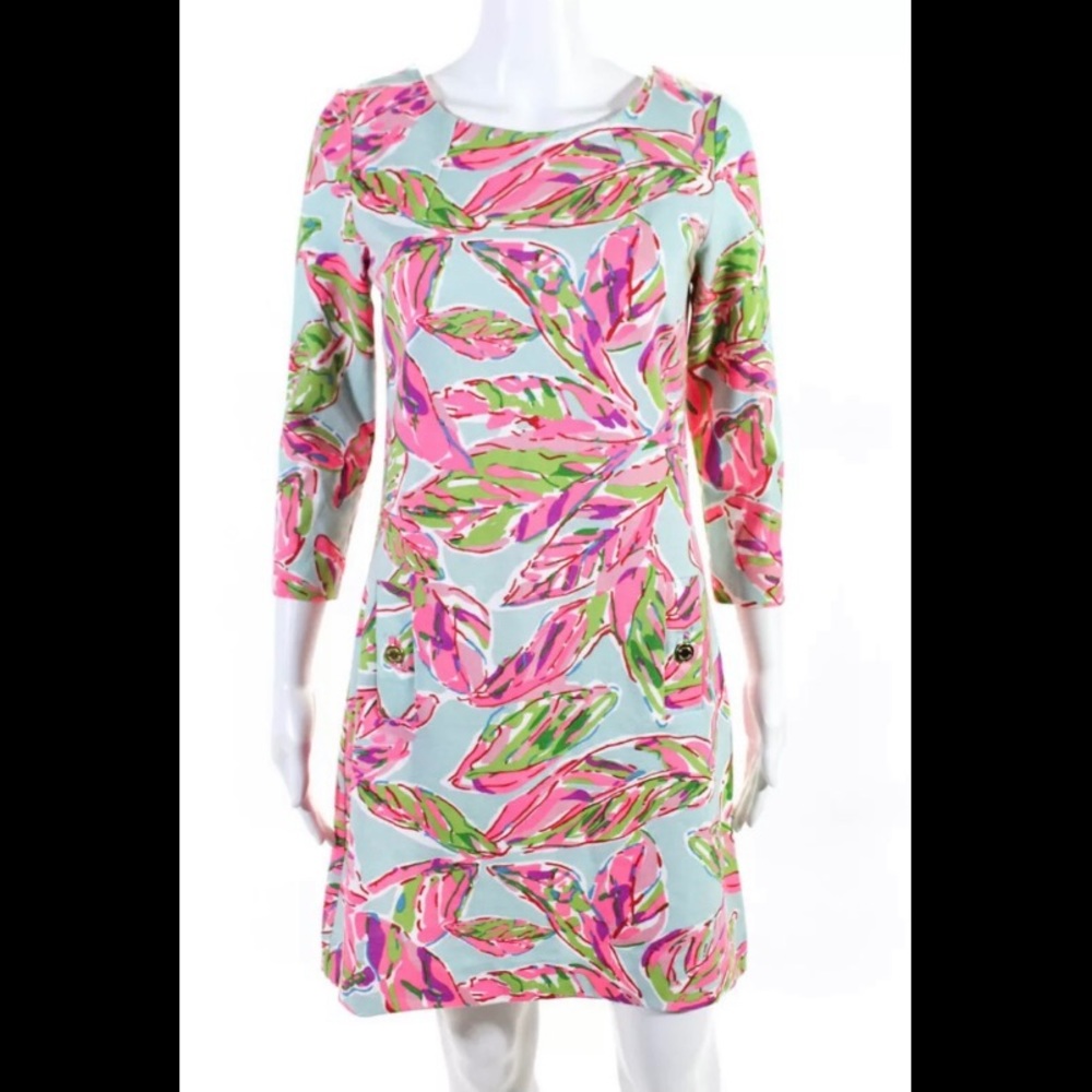 Lilly Pulitzer Womens Printed Dress Blue Pink Green Size Small